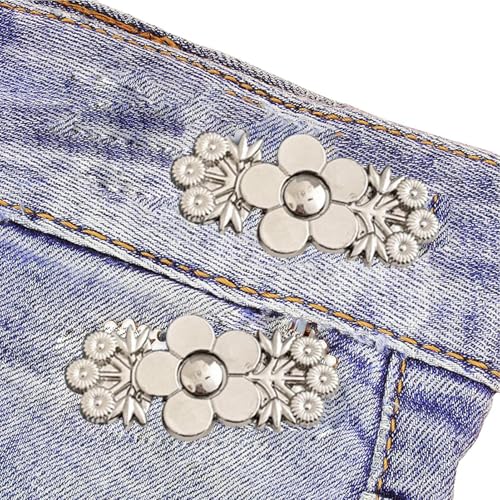 Knopfnadeln für lockere Jeans, Hosenbundversteller | 2 Paar Hosenknopfnadeln - abnehmbarer Knopfspanner, verstellbar, dekorativ für Jeans Knopfnadeln für lockere Jeans, Hosenbundversteller | 2 Paar Hosenknopfnadeln - abnehmbarer Knopfspanner, verstellbar, dekorativ für Jeans von Genérico