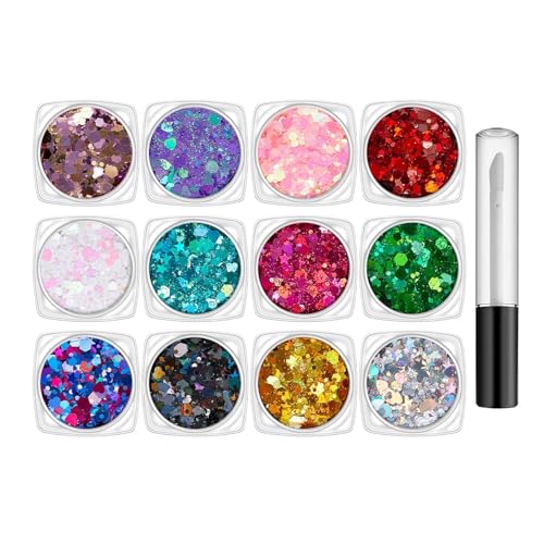 Körper und Haar Glanz, Glanz für das Gesicht, 12 Farben, leuchtende Haar-Glitzer, hautfreundliche Kosmetika für Mädchen, 10 ml, tragbares Karnevalszubehör für Musikfestivals, Körper und Haar Glanz, Glanz für das Gesicht, 12 Farben, leuchtende Haar-Glitzer, hautfreundliche Kosmetika für Mädchen, 10 ml, tragbares Karnevalszubehör für Musikfestivals, von Genérico