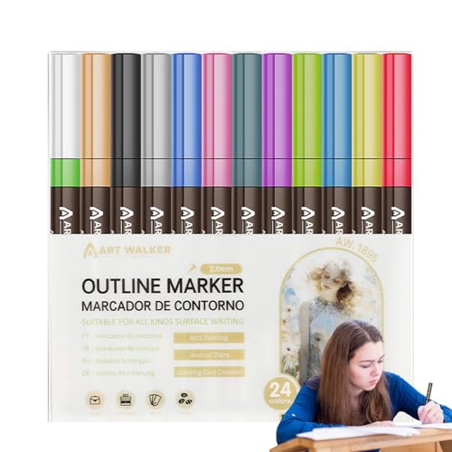 Konturmarker, Glitzermarker, 8 Farben/12 Farben/24 Farben, Glitzer-Marker, Glitzer-Marker für Keramik, Glas von Genérico