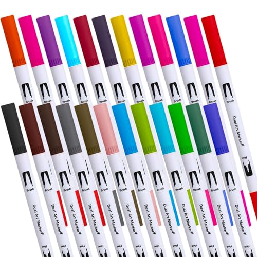 Künstlerische Marker mit Doppelspitze – Set mit 120 Farben Aquarellstift für Kinder | Künstlerstift mit feiner Spitze waschbar | Buntstift mit Doppelkopf | Bastelset von Genérico