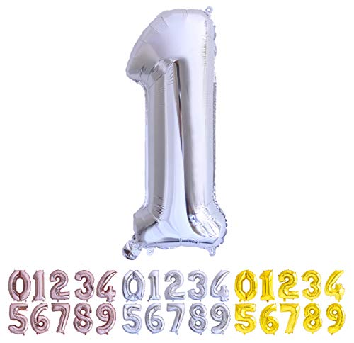 Luftballon zahl (Zahl 1, Silber) von Generico