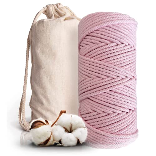 Makramee-Garn aus 100 % natürlicher Baumwolle, 100 m Rolle mit 5 mm Durchmesser mit Stoffbeutel zur Aufbewahrung – Kordel oder Baumwollschnur für Bastelarbeiten, Rosa Makramee-Garn aus 100 % natürlicher Baumwolle, 100 m Rolle mit 5 mm Durchmesser mit Stoffbeutel zur Aufbewahrung – Kordel oder Baumwollschnur für Bastelarbeiten, Rosa von Genérico