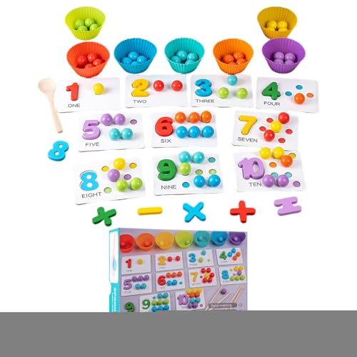 Mathematik-Perlenset – Zahlenperlen mit Pinzette, numerisches Erkennungsspiel für und Mädchen, Geschenk für Geburtstag und Partys von Genérico