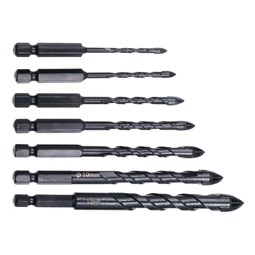 Mauerwerksbohrer – Set mit 7 Bohrern für Fliesen, Glas und Mauerwerk, präzises industrielles Bohrzubehör für hochfeste Elektrowerkzeuge aus Glas, Ziegel und Met von Genérico