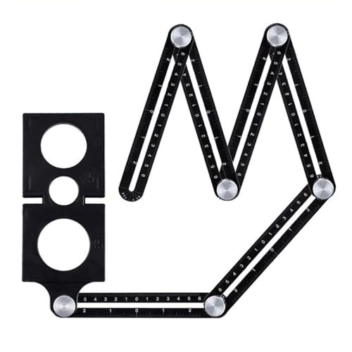 Mehrwinkel-Lineal | Bohrer-Lineal aus Aluminiumlegierung | Messlineal für Fliesenlöcher mit Positionierungsöffnungen, aktualisiertes Mehrwinkel-Lineal von Genérico