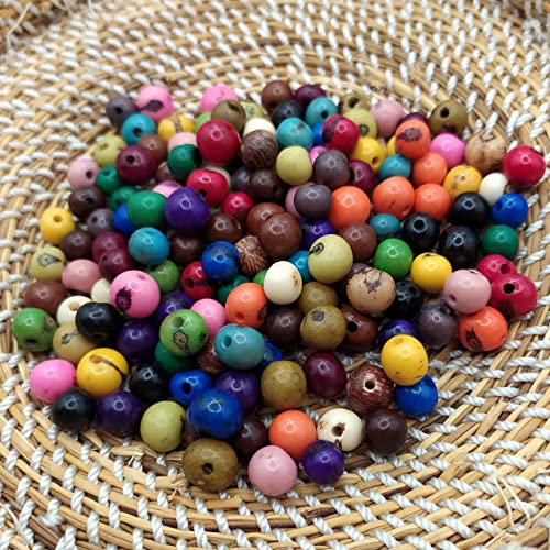 Modeschmuck-Perlen, 150 Stück, natürliche Asai-Samen, handbemalt, 5-8 mm, Durchgangsloch, 1,5 mm, Farbmischung von Genérico