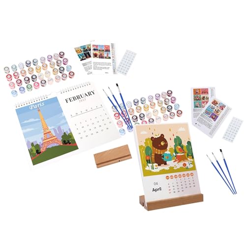 Monatskalender 2025, permanenter Schreibtischkalender, Familienplaner, Pinsel und Acrylfarbe enthalten, dekorativer Organisationsplaner für Lernpläne von Genérico
