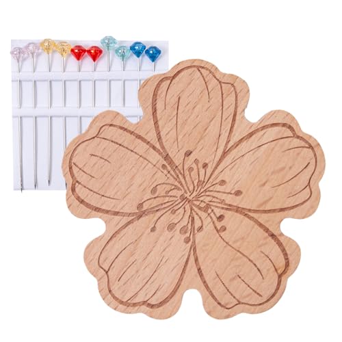 Nadelhalter, magnetischer Nadel-Organizer für Nähnadeln, aus Holz mit Blumenmuster, für Bastelarbeiten, Stickerei, Kreuzstich, Stricken von Genérico
