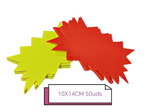 Neon-Etiketten aus Karton, 10 x 14 cm, 50 Stück, 450 g, Gelb und Orange, für Preisschilder, explosive Werbeetiketten, farbig, für Supermärkte und Verkaufsläden (10 x 14 cm) von Genérico