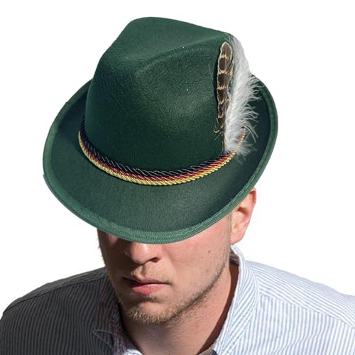 Oktoberfest-Hut - Alpine Hüte mit Federn | Elegante deutsche Oktoberfest-Hüte für Erwachsene, Jazz-Partyhut, deutsche Oktoberfest-Hüte Oktoberfest-Hut - Alpine Hüte mit Federn | Elegante deutsche Oktoberfest-Hüte für Erwachsene, Jazz-Partyhut, deutsche Oktoberfest-Hüte von Genérico