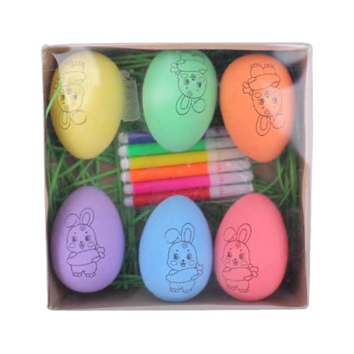 Ostereier Kritzeleier - Tragbare Ostereier zum Bemalen von Kindern, Osterkunst und Basteln mit 6 Ostermalmarkern, 6 bemalbaren Eiern, Korbfüllung Ostereier Kritzeleier - Tragbare Ostereier zum Bemalen von Kindern, Osterkunst und Basteln mit 6 Ostermalmarkern, 6 bemalbaren Eiern, Korbfüllung von Genérico