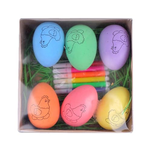 Ostereier Kritzeleier - Tragbare Ostereier zum Bemalen von Kindern, Osterkunst und Basteln mit 6 Ostermalmarkern, 6 bemalbaren Eiern, Korbfüllung Ostereier Kritzeleier - Tragbare Ostereier zum Bemalen von Kindern, Osterkunst und Basteln mit 6 Ostermalmarkern, 6 bemalbaren Eiern, Korbfüllung von Genérico