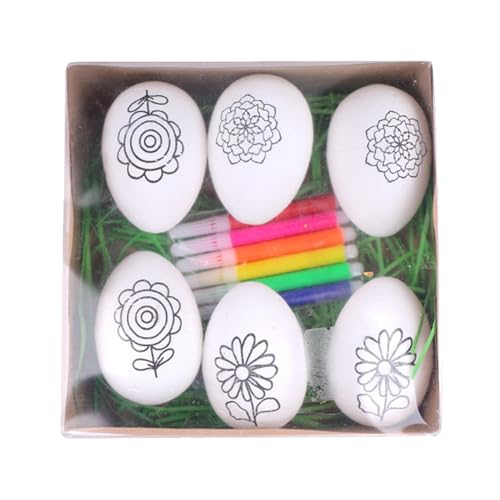 Ostereier Kritzeleier - Tragbare Ostereier zum Bemalen von Kindern, Osterkunst und Basteln mit 6 Ostermalmarkern, 6 bemalbaren Eiern, Korbfüllung Ostereier Kritzeleier - Tragbare Ostereier zum Bemalen von Kindern, Osterkunst und Basteln mit 6 Ostermalmarkern, 6 bemalbaren Eiern, Korbfüllung von Genérico