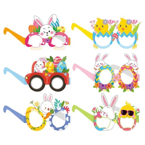 Osterhasenbrille, Osterhasen-Partybrille – 6 x Küken Easter Fancy Party Papier Geeplasses – Charmantes Foto-Requisiten mit Kaninchen für Fav-Dekorationen Osterhasenbrille, Osterhasen-Partybrille – 6 x Küken Easter Fancy Party Papier Geeplasses – Charmantes Foto-Requisiten mit Kaninchen für Fav-Dekorationen von Genérico