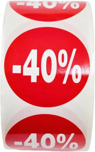 Packung mit 3 Rollen Werbeetiketten für reduzierte Produkte | 1500 selbstklebende Rabattaufkleber in leuchtendem Rot | runde Aufkleber zum Beschriften von Angeboten mit einem Durchmesser von 35 mm von Genérico