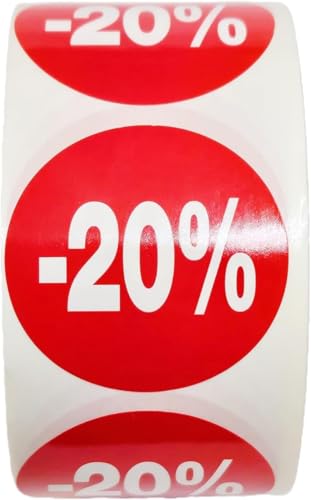 Packung mit 3 Rollen Werbeetiketten für reduzierte Produkte | 1500 selbstklebende Rabattaufkleber in leuchtendem Rot | runde Aufkleber zum Beschriften von Angeboten mit einem Durchmesser von 35 mm von Genérico