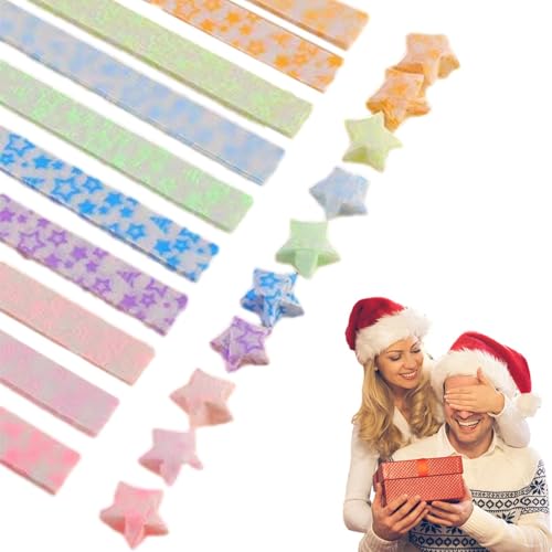 Papierstreifen mit Sternen, 210 Streifen aus Papier, faltbar, leuchtend, für die Dekoration von Glückssstern, glitzernde Papiersterne, hergestellt von Ma von Genérico