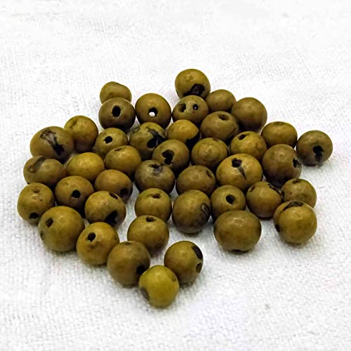 Perlen für Schmuckherstellung, 150 Stück, natürliche Asai-Samen, handgefärbt, 5-8 mm, Durchgangsloch 1,5 mm (Militärgrün) von Genérico