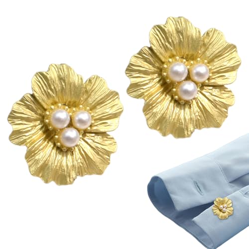 Perlenknöpfe: dekoratives Blumenhemd-Zubehör, 2 Stück, elegante Faux Pearl Gemellink Embellishment for Dress Shirt Blouse Frauen Kleidung Perlenknöpfe: dekoratives Blumenhemd-Zubehör, 2 Stück, elegante Faux Pearl Gemellink Embellishment for Dress Shirt Blouse Frauen Kleidung von Genérico