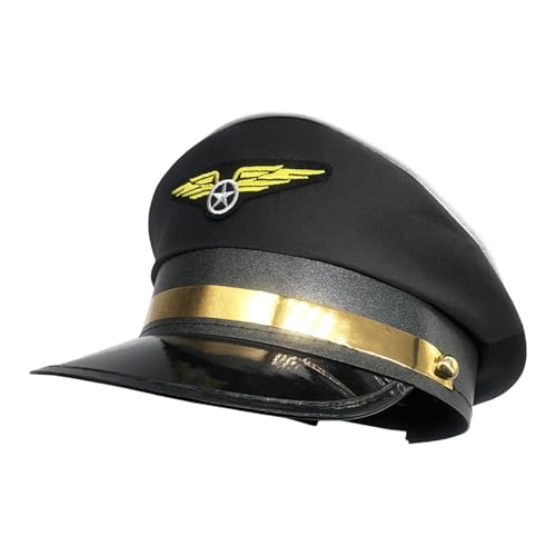 Pilotenkappe, Pilotenhut der Fluggesellschaft, Anzughut, Matrosenkappe, für Motto-Party, Flugzeugkostüm, Matrosenmütze, Kostümmütze Pilotenkappe, Pilotenhut der Fluggesellschaft, Anzughut, Matrosenkappe, für Motto-Party, Flugzeugkostüm, Matrosenmütze, Kostümmütze von Genérico