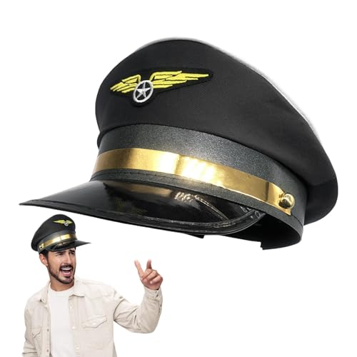 Pilotenmütze, Pilotenhut für Erwachsene, Zubehör für Piloten-Kostüm, Halloween-Kostüm, Flugzeug-Kostüm, Pilotenmütze für Luftfahrt-Themenparty, Flugzeug-Kostüm, Kopfbedeckung Pilotenmütze, Pilotenhut für Erwachsene, Zubehör für Piloten-Kostüm, Halloween-Kostüm, Flugzeug-Kostüm, Pilotenmütze für Luftfahrt-Themenparty, Flugzeug-Kostüm, Kopfbedeckung von Genérico