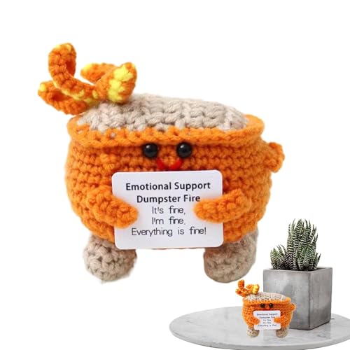 Positive Puppe – gewebte Tiere | Häkeln zur emotionalen Unterstützung | Handgefertigte emotionale Unterstützung | Inspirierendes Feuer inspirierend niedlich gestrickt Zimmerdekoration Spielzeug von Genérico