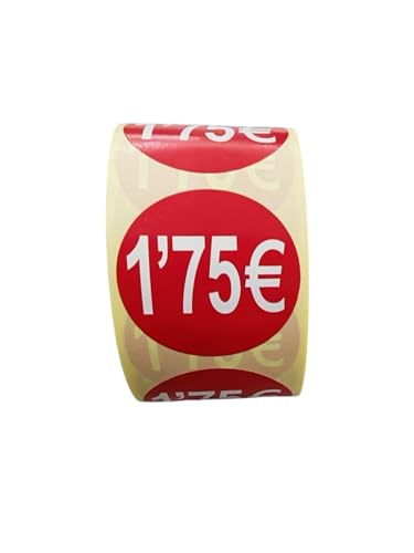Preisschilder Rollen von 1,75 € für reduzierte Produkte | 2.500 selbstklebende Rabatt-Aufkleber in leuchtendem Rot | runde Aufkleber zum Beschriften von Angeboten mit einem Durchmesser von 35 mm (1,75 Preisschilder Rollen von 1,75 € für reduzierte Produkte | 2.500 selbstklebende Rabatt-Aufkleber in leuchtendem Rot | runde Aufkleber zum Beschriften von Angeboten mit einem Durchmesser von 35 mm (1,75 von Genérico