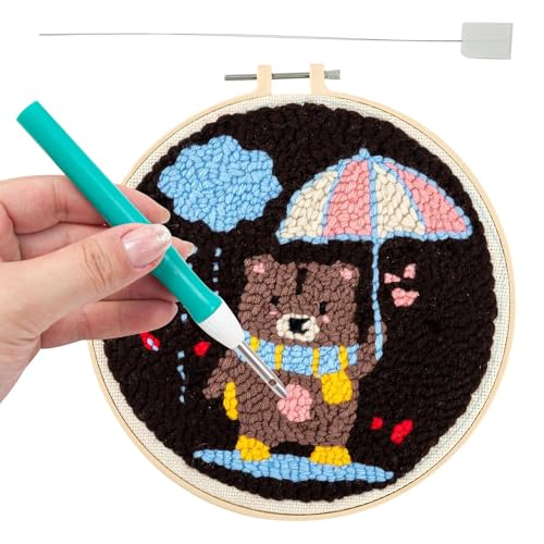 Punch Needle Pen of Bordery Hand Bordery mit ergonomischem Griff, Kreuzstich-Set und Stickgarn | Handwerkzeug für handgefertigte Teppiche, Kunst Kit für Draht d von Genérico