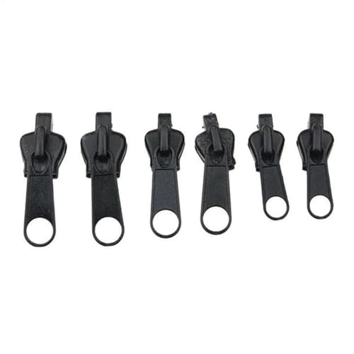 Reißverschluss-Reparatur-Set: Ersatz-Reißverschlussschieber | Scharnierset mit schwarzen Metalllaschen | 6-teiliges Set für Taschen, Jacken, Mäntel, Vorhänge, Rucksäcke, Zubehör von Genérico