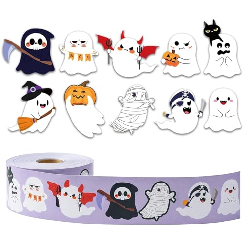 Rolle mit Halloween-Aufklebern, 500 Stück, mit schrecklichen und entzückenden Geistern | Dekorative Aufkleber für Gepäck, Laptop, Skateboard, Klassenzimmer, Flasche, Fenster, Kinderparty Rolle mit Halloween-Aufklebern, 500 Stück, mit schrecklichen und entzückenden Geistern | Dekorative Aufkleber für Gepäck, Laptop, Skateboard, Klassenzimmer, Flasche, Fenster, Kinderparty von Genérico