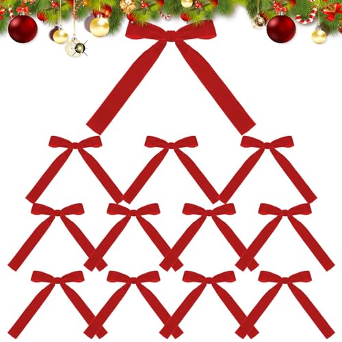 Roter Weihnachtskranz Schleife, Samtband Kranzschleifen | 12 rote Kranzschleifen mit Samtband | Samtschleifen für Weihnachtsbäume, Samtschleifen für Treppen Roter Weihnachtskranz Schleife, Samtband Kranzschleifen | 12 rote Kranzschleifen mit Samtband | Samtschleifen für Weihnachtsbäume, Samtschleifen für Treppen von Genérico