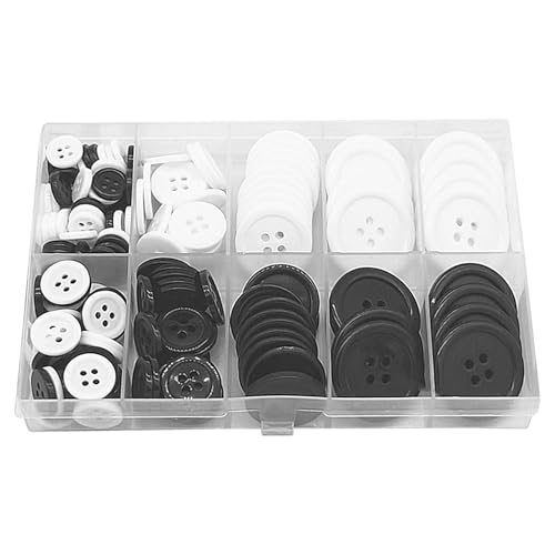 Runde Bastelknöpfe | 160 x gemischte Knöpfe, Harzknöpfe zum Basteln, 4 Löcher, 5 Größen, weiß, schwarz, für Urlaubsdekoration, Näharbeiten, breite Mann-Anwendungen Runde Bastelknöpfe | 160 x gemischte Knöpfe, Harzknöpfe zum Basteln, 4 Löcher, 5 Größen, weiß, schwarz, für Urlaubsdekoration, Näharbeiten, breite Mann-Anwendungen von Genérico