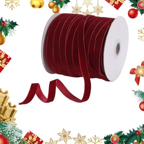 Samtband zum Einwickeln, Samtband für Weihnachten, 50 Meter mit Spule, Nylonband für Weihnachtsdekoration, handgefertigtes Handwerk, Schleifenherstellung, Emb Samtband zum Einwickeln, Samtband für Weihnachten, 50 Meter mit Spule, Nylonband für Weihnachtsdekoration, handgefertigtes Handwerk, Schleifenherstellung, Emb von Genérico