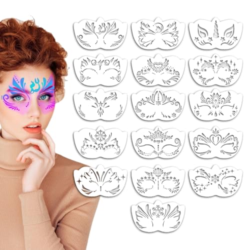 Schablonen für Gesichtsbemalung, 16 Schablonen für Kunstmalerei, kreative Blumenschablonen für Schulen, Bühnen und Shows von Genérico