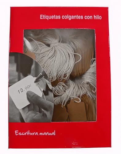 Schachtel mit Anhänger aus Kraftpapierfaden, Weiß, sortiert mit Jutekordel, Preisschilder für Schmuck, Geschenk, Basteln, Weihnachten, Geburtstag (KRAFT, 15 x 24 mm - 700ET/CJ) von Genérico
