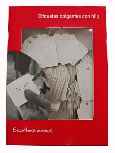 Schachtel mit Anhänger aus Kraftpapierfaden, Weiß, sortiert mit Jutekordel, Preisschilder für Schmuck, Geschenk, Basteln, Weihnachten, Geburtstag (Weiß, 28 x 43 mm - 400ET/CJ) von Genérico