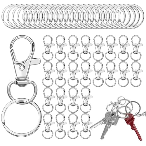 Schlüsselanhänger Clips zum Basteln, Schlüsselanhänger mit Hummer, drehbarer Clip für Schlüsselanhänger, 50 Stück, drehbare Verschlüsse für Bastelarbeiten, drehbarer Metallhaken für Schlüsselanhänger Schlüsselanhänger Clips zum Basteln, Schlüsselanhänger mit Hummer, drehbarer Clip für Schlüsselanhänger, 50 Stück, drehbare Verschlüsse für Bastelarbeiten, drehbarer Metallhaken für Schlüsselanhänger von Genérico