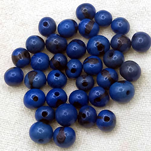 Schmuck-Perlen, 150 Stück, natürliche Asai-Samen, handbemalt, 5-8 mm, Durchgangsloch, 1,5 mm, Blau von Genérico