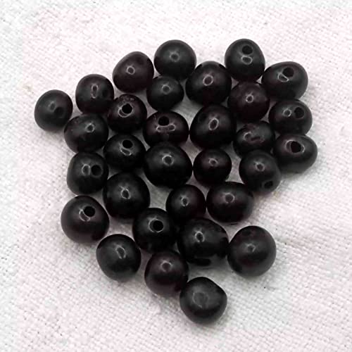 Schmuck-Perlen, 150 Stück, natürliche Asai-Samen, handbemalt, 5-8 mm, Durchgangsloch, 1,5 mm, Schwarz von Genérico