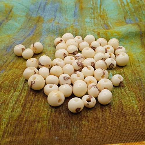 Schmuck-Perlen, 150 Stück, natürliche Asai-Samen, handbemalt, 5-8 mm, Durchgangsloch, 1,5 mm, Weiß von Genérico