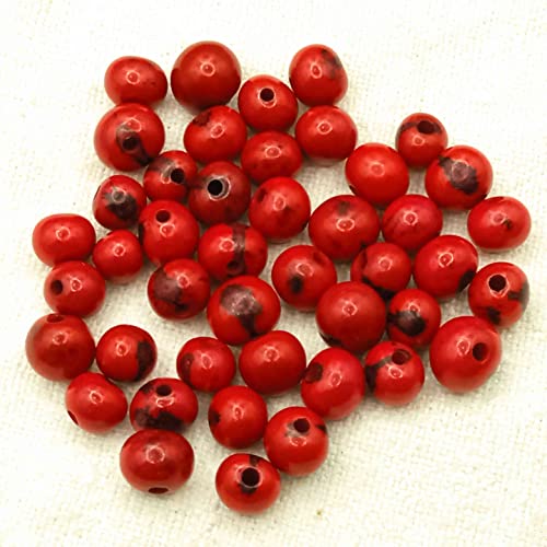 Schmuck-Perlen, 150 Stück, natürliche Asai-Samen, handbemalt, 5-8 mm, Durchgangsloch, 1,5 mm (rot) von Genérico