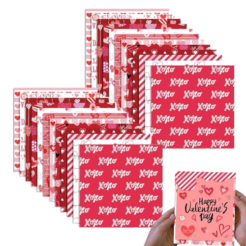 Scrapbookpapier in Herzform – 24 Stück Spezialpapier für Scrapbooking zum Valentinstag | Papier mit Muster zum Valentinstag, Rosa | Kartonpapier von Genérico