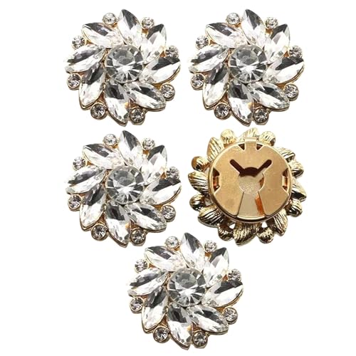 Set mit 5 Strassknöpfen - Abdeckung für elegante Knöpfe, Blumenknöpfe, Clips für Hemdknöpfe, Knöpfe ohne Nähen, abnehmbarer Hemdknopf-Clip, Set mit 5 Strassknöpfen - Abdeckung für elegante Knöpfe, Blumenknöpfe, Clips für Hemdknöpfe, Knöpfe ohne Nähen, abnehmbarer Hemdknopf-Clip, von Genérico