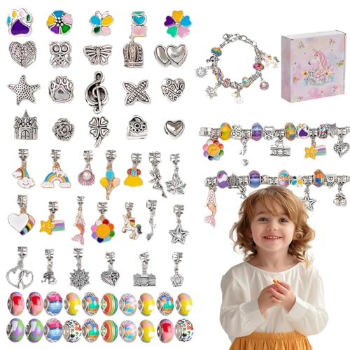 Set zur Herstellung von Armbändern, Kit zur Herstellung von Armbändern mit Anhängern, buntes Perlenarmband-Set, Schmuck-Set für Kinder, Modeschmuckperlenset, Halskette und Armband Set zur Herstellung von Armbändern, Kit zur Herstellung von Armbändern mit Anhängern, buntes Perlenarmband-Set, Schmuck-Set für Kinder, Modeschmuckperlenset, Halskette und Armband von Genérico