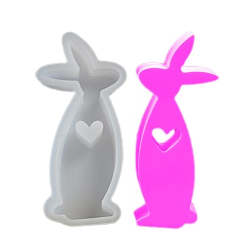 Silikonform für Ostern,Osterhasen-Silikonform | Wiederverwendbare Gipsseifenformen in Hasenherzform | Handwerkswerkzeuge zur Dekoration von D von Genérico