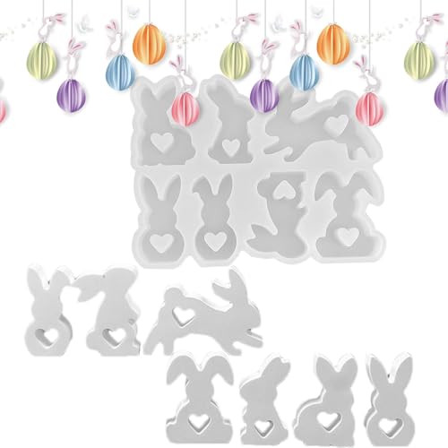 Silikonform für Ostern – Herz-Hasen – 7 Hohlräume – Kuchendekorationsform, antihaftbeschichtet, Urlaubsherstellungswerkzeug für -Themenpartys von Genérico