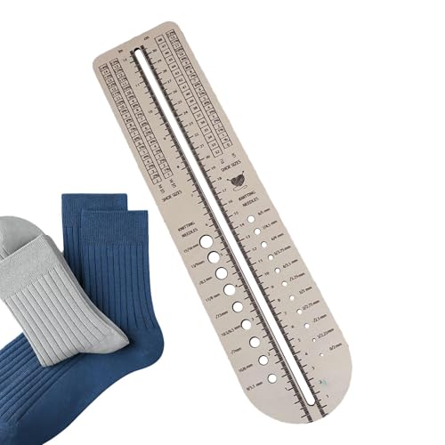 Sock Gauge zum Stricken, Holzsock Ruler, Sock Wooden Measurement Tool, tragbares Sock Gauge für Nähprojekte, Multi-funktionale Gauge Socken, leichte Größe für Anfänger von Genérico