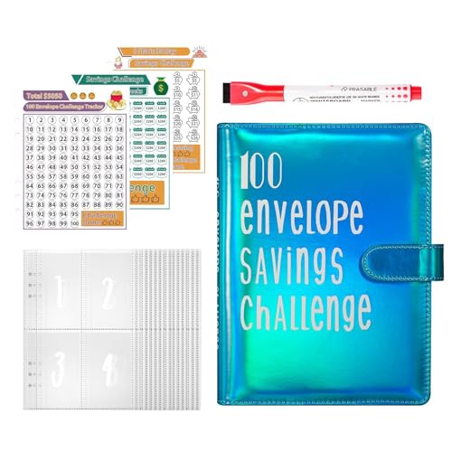 Spar-Challenge-Buch mit Umschlägen, Sparherausforderungsmappe mit 100 Sparherausforderungen, Geldspargeldmappe mit Geldumschlägen Fun Money Challenge mit Tracker Spar-Challenge-Buch mit Umschlägen, Sparherausforderungsmappe mit 100 Sparherausforderungen, Geldspargeldmappe mit Geldumschlägen Fun Money Challenge mit Tracker von Genérico