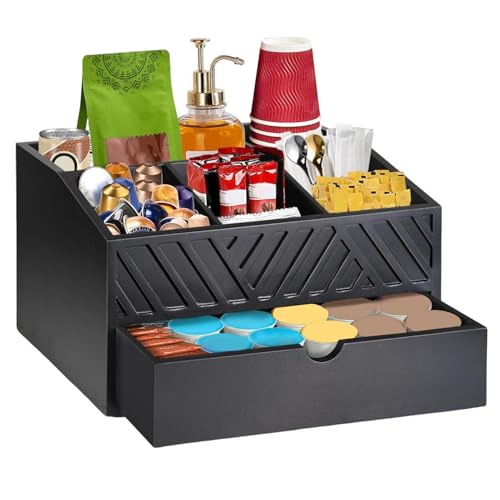 Station für Kaffee-Organizer, modernes Küchenregal, Kaffee-Organizer für Küche, enthält Scheiden, Tassen und Zubehör, platzsparendes Design für den Einsatz zu Hause oder von Genérico
