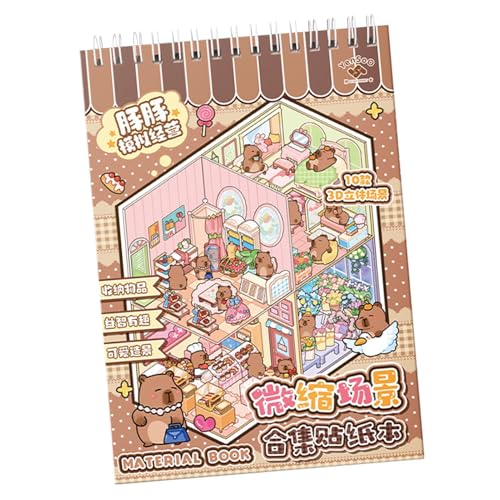 Stickerbuch – Miniatur-Szenen-Aufkleber-Buch, kreativer Cartoon-Sticker | Entsperren Sie den Realismus, der stereoskopische 3D-Effekt taucht, Stress und Ex von Genérico